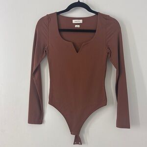 Babaton Contour Brown Long Sleeve Bodysuit